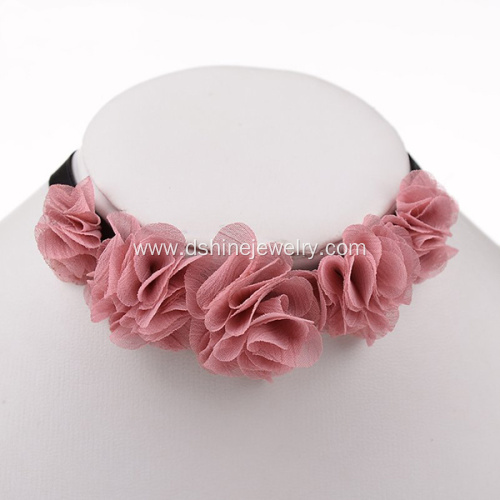 Flower Lace Choker With Black Velvet Necklace Jewelry